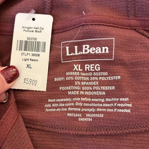 NWT L.L. Bean Women's Half-Zip Pullover Hoodie, size XL - Picture 4 of 10